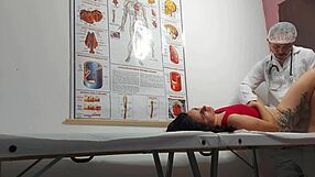 Naughty gynecologist fingers patient's tight asshole before bareback pounding him raw