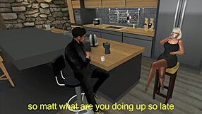 Late Night Wife Cheating Temptation in Kitchen