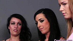 classy british babes humiliate you with slow teasing cock sucking handjobs