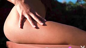 Cute asian teen strips outdoor flashing perfect big tits posing naked