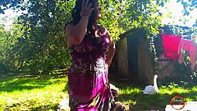 Klaudiaambergirl Strokes Big Natural Tits Solo Outdoors!