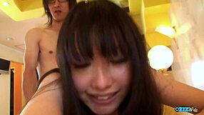 damn this cute asian's hairy pussy feels so good i can't stop pounding her doggystyle cowgirl
