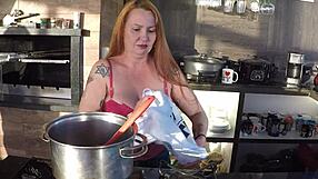 the sensual kitchen photo shoot turned into hot sex with her assistant