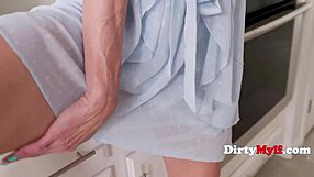 Stepgrandma's kitchen cooking turns into anal licking and muff diving