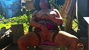 Klaudiaambergirl Strokes Big Natural Tits Solo Outdoors!