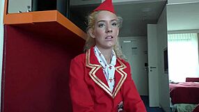 Skinny air hostess monique woods bareback rides big black cock pov