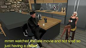 Late Night Wife Cheating Temptation in Kitchen