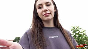 german scout picks up skinny emma evans with small tits long labia for hard casting fuck