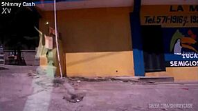 18yo Latina teen sucks big black cock deepthroat pov public blowjob on front lawn daylight