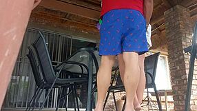 upskirt doggystyle creampie fuck with pierced stepmom from below