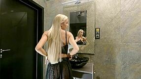 Big Tits Blonde in See-Through Miniskirt No Panties Tease!