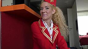 Skinny air hostess monique woods bareback rides big black cock pov