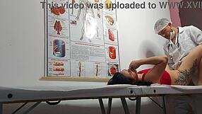 Naughty gynecologist fingers patient's tight asshole before bareback pounding him raw