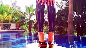 KNEEL for my leather shoes foot slave! Dangling toes barefoot fetish worship from footgirl!!