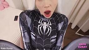 kate kuray's juicy teen ass bent over in spider-girl cosplay