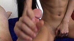 small tits girl kneels for cum earning blowjob