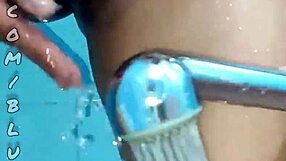 Colombian cleaning lady flashes her natural tits and pussy