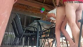 upskirt doggystyle creampie fuck with pierced stepmom from below