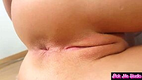 Wanna see my tight shaved asshole and juicy pussy up close while I finger both holes?