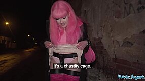 I unlocked her chastity belt in public then creampied that dripping wet pussy hard