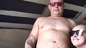 Stepsis gropes pussy stroking dick to huge cumshot