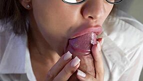 Hot Secretary's Close-Up POV Blowjob Ends with Cum in Mouth Doggystyle Pound