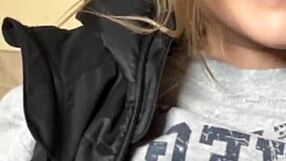 Wife flashes big tits in public toilet before outdoor fucking