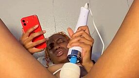 late night ebony stuffs panties in big wet pussy lips orgasm!