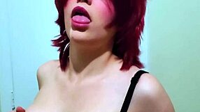 cute ahegao babe drools spit teasingly over throbbing huge cock