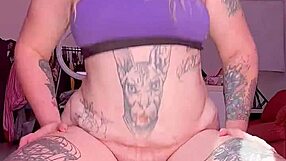 skinny babe rides massive dildo gaping her hairy beaver wide