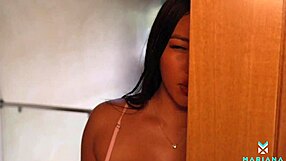 Mariana Martix and Mariam Rodriguez lesbian bathroom sex close up licking