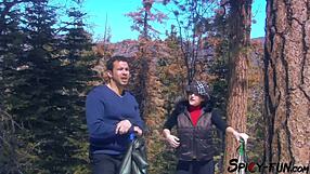 Busty Amateur Strips for Intense Doggystyle Pounding in Mountains