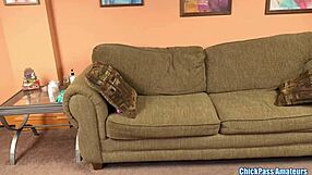 Horny cheerleader Katie Kinz deepthroats Logan’s monster cock before cowgirl banging