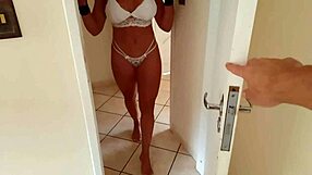 lingerie tease leads to deepthroat blowjob and pussy pounding from housewife