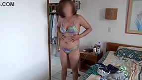 Stepmom Shaves Pussy for Bikini at Beach Voyeur Show