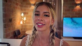the stunning model annabella blue teases with her juicy pussy lips and natural tits before passionate missionary pounding and explosive cum in mouth