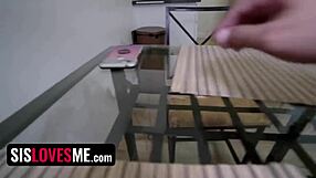 Blindfolded stepsister sucks monster cock then rides pov hard