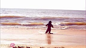 horny ebony thot twerks naked beach ass begging for dick