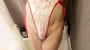 Kinky Maid Flashes Huge Ass and Pierced Nipples in Cage Buttplug Bath Tease