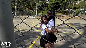 hot colombian college teens skip class for pussy licking scissoring orgy