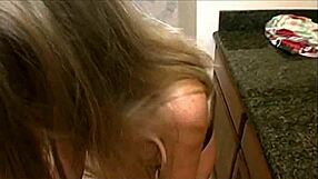 super petite blonde mom slurps bbc sloppy in kitchen 😍🍪