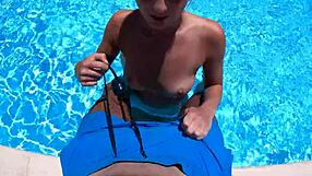 hot shaved neighbor teen gets bent over fucked doggystyle outdoors till creampie on ass