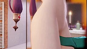 mona's long hair solo dildo masturbation pleasure in bathroom tub