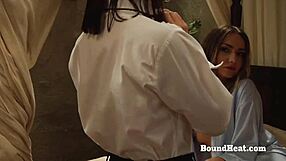 Whipped Busty Lesbian Slave's Big Natural Tits Bounce In Bondage Torment