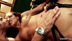 Sexy Maid Sabrina Sweet Takes Deep Anal Assfucking in Latex Dress During Rough MMF 3some with Huge Monster Cocks