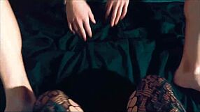 pov with my mature russian wife in body stockings lingerie sucking cock through her mask