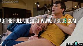 stepson's eyes locked on dee williams' hot blonde milf pussy up close