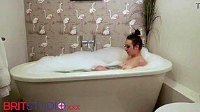 British Curvy Redhead Teen Slips Dildo in Bath Masturbating to Orgasm