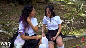 hot colombian college teens skip class for pussy licking scissoring orgy