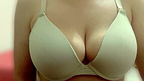 busty latina neighbor milf massages her huge tits outdoors for me